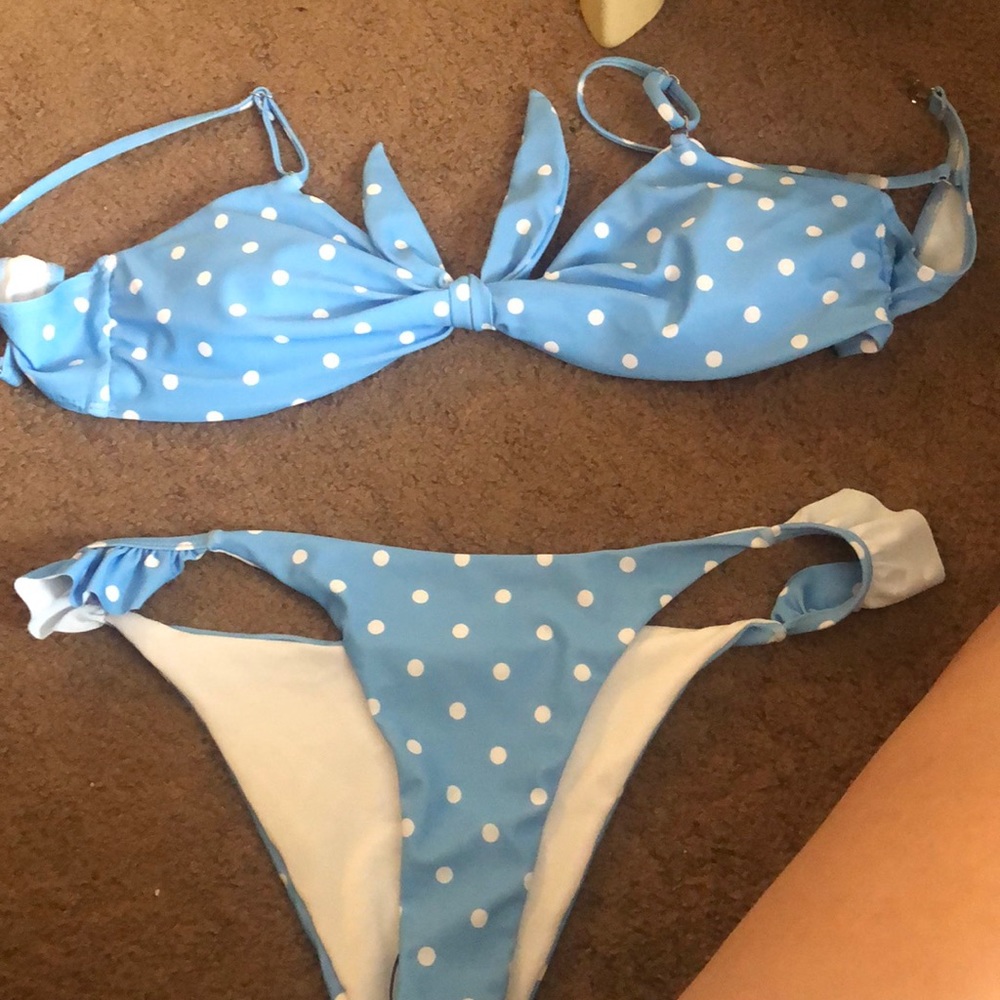Blue Polka Dotted Bikini
